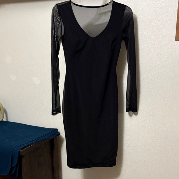 Shapellx Women’s Sz S Black Long Sleeve Dress Bodycon Shapewear Shelf Bra NWOT - Picture 2 of 8